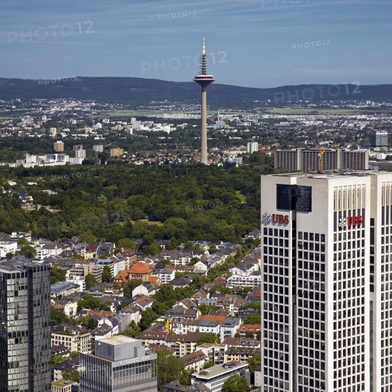 City view with television tower and opera tower seen from the Maintower