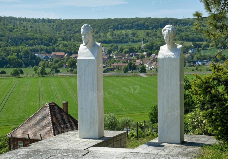 Marble herms showing Max Klinger and his woman Gertrud