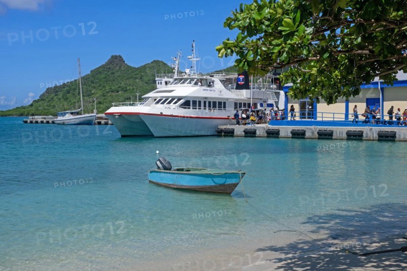 Osprey Shuttle ferry boat docked in Tyrell Bay at Argyle on Carriacou