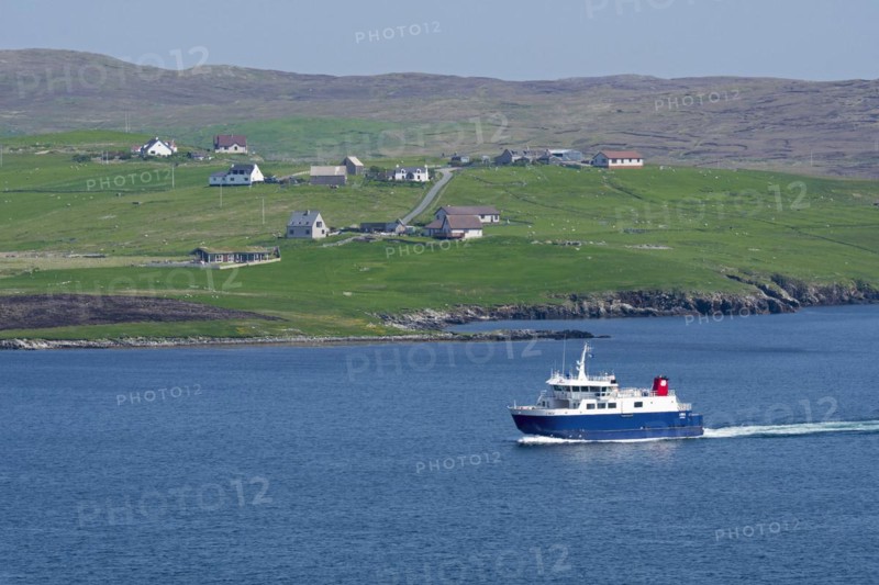 Whalsay ferry boat Linga sailing in Laxo Voe