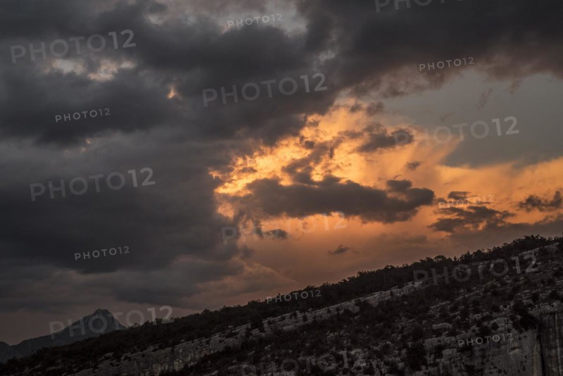 Storm clouds at sunset forming over the Gorges du Verdon