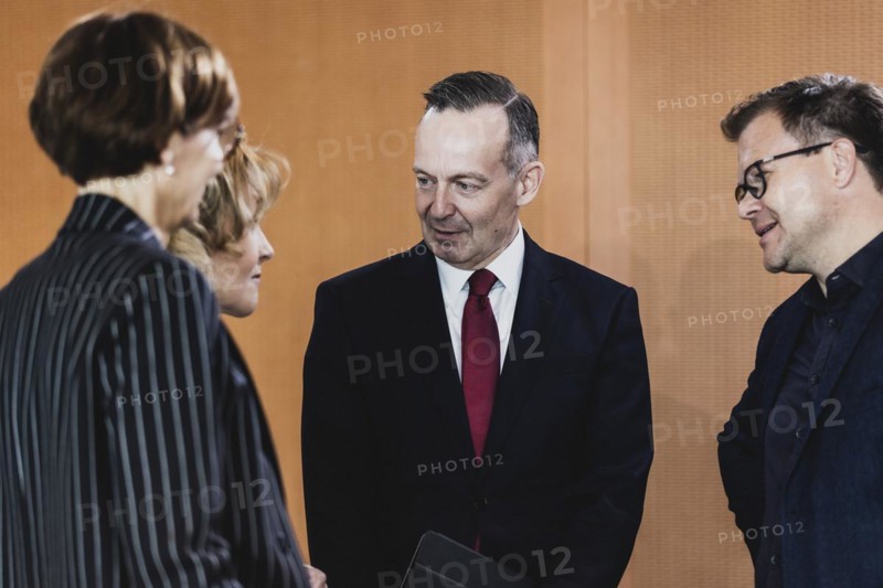(L-R) Bettina Stark-Watzinger (FDP), Federal Minister of Education and Research, Steffi Lemke (Bündnis 90 Die Grünen), Federal Minister of the Environment, Nature Conservation, Nuclear Safety and Consumer Protection, Volker Wissing (FDP), Federal Minister of Transport and Digital Affairs, and Carsten Schneider (SPD), Minister of State for Eastern Germany and Equivalent Living Conditions, taken in front of the weekly meeting of the Cabinet in Berlin, 07.06.2023., Berlin, Germany, Europe