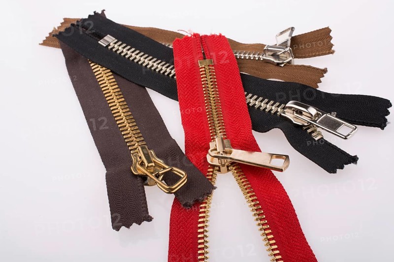 Color zippers on a white background