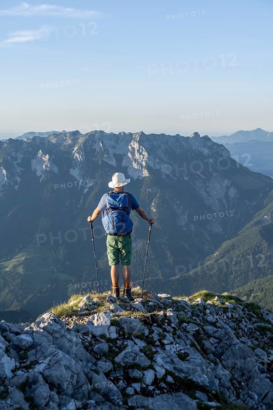 Mountaineer on a ridge path