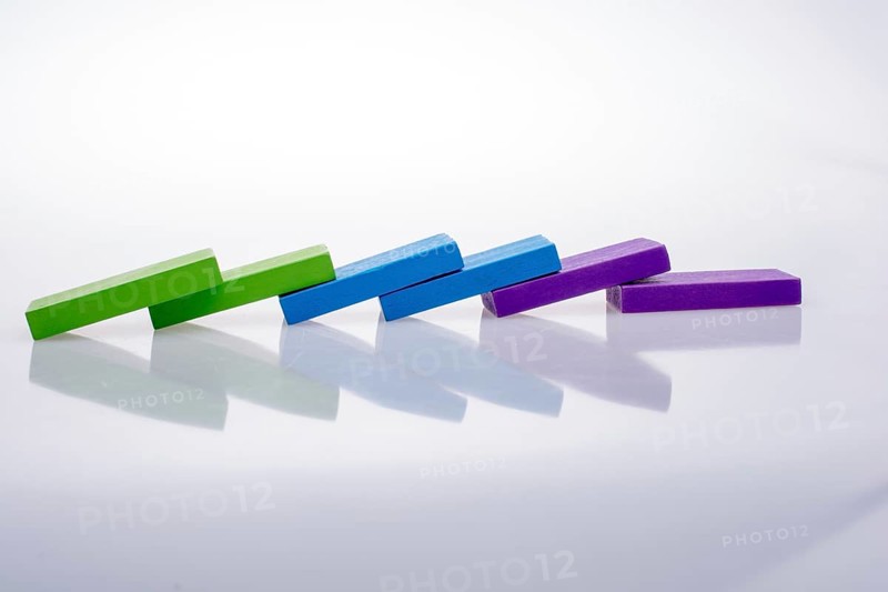 Colorful Domino Blocks placed on a white background
