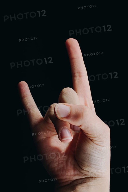 Rock sign Gesture hands with index and little finger up in form of horns