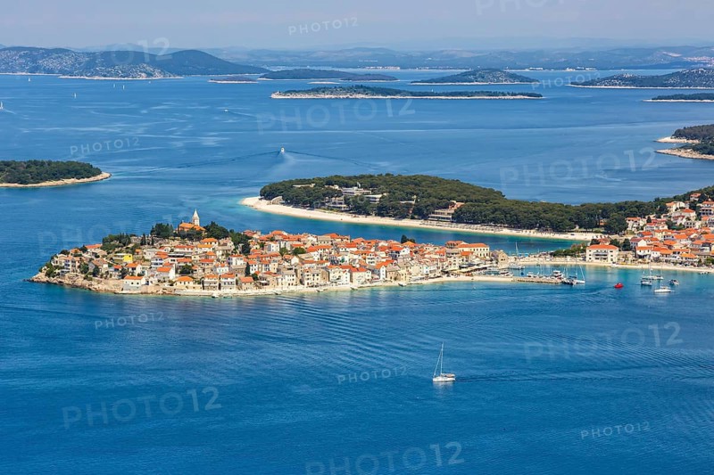 Primosten town on a peninsula in the Mediterranean Sea Holidays in Primosten