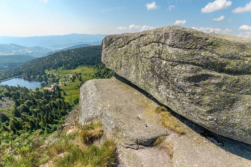 Granite rocks in the High Vosges in spring. Forlet