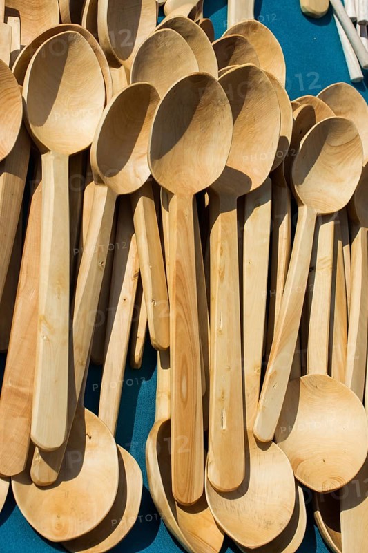 Dozens of soup spoon or tablespoon made of wood