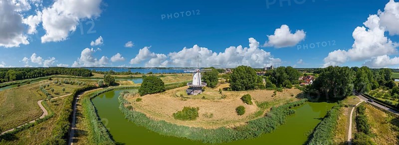 Aerial view with the windmill De Koe