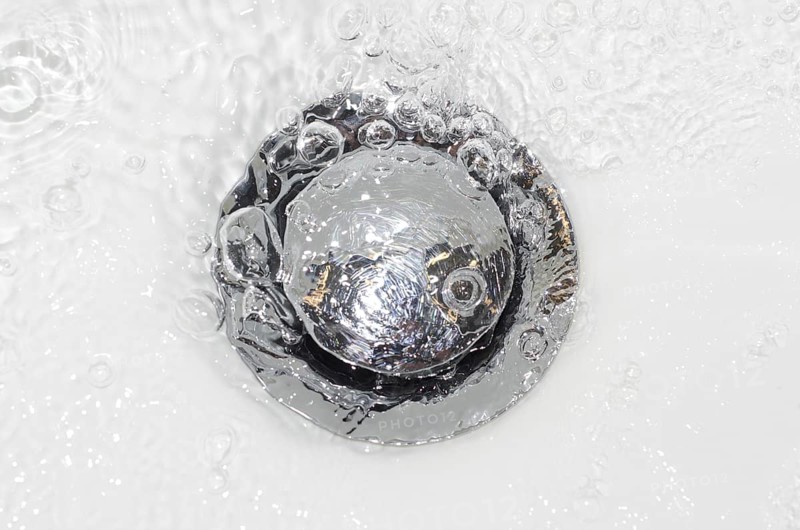 Sink with Plug Hole and Water