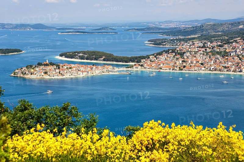 Primosten town on a peninsula in the Mediterranean Sea Holidays in Primosten
