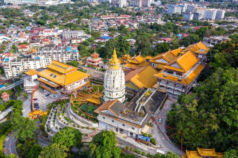 Kek Lok Si Temple aerial view on Penang Island