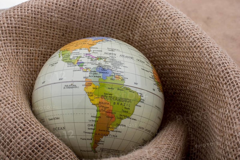 Linen canvas is wrapped around a model globe