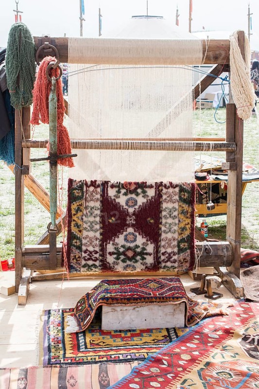 Carpet of traditional types made on a loom