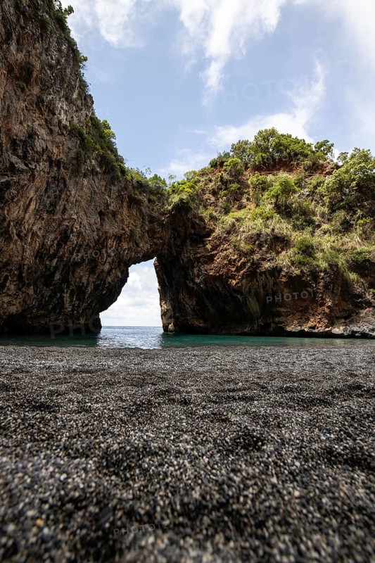Beautiful hidden beach. The Saraceno Grotto is located directly on the sea in Salerno