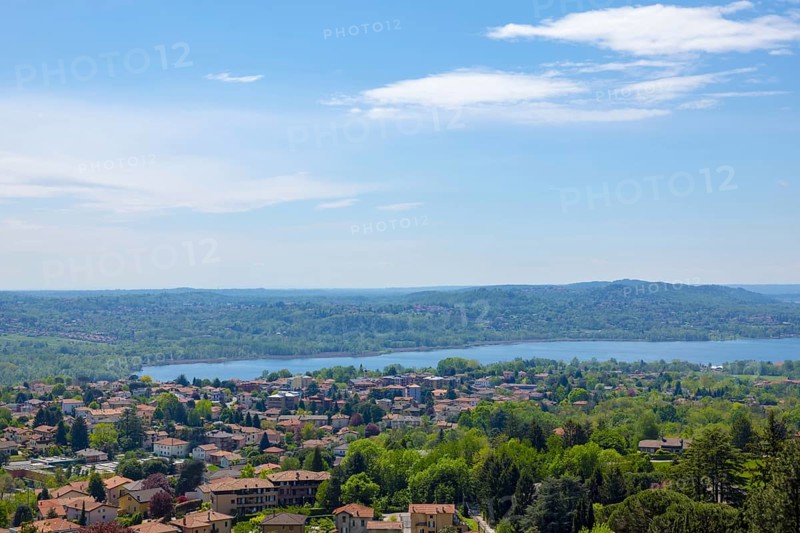 Panoramic View over Varese and Lake in a Sunny Day in Lombrady
