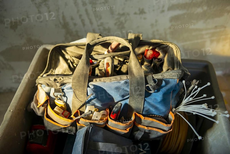 Bag with Woork Tools and Sunlight in Switzerland