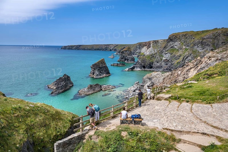 Viewing platform at the Bedruthan Steps cliff formation