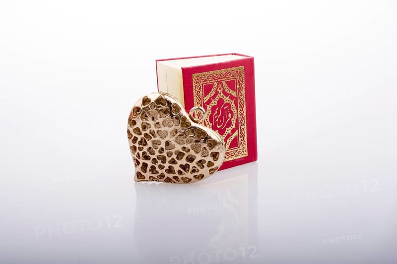 Heart shape and Islamic Holy Book Quran mini size