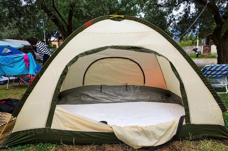 View into an empty tent