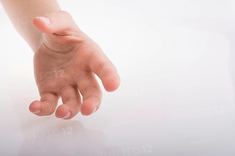 Hand holding on a white background