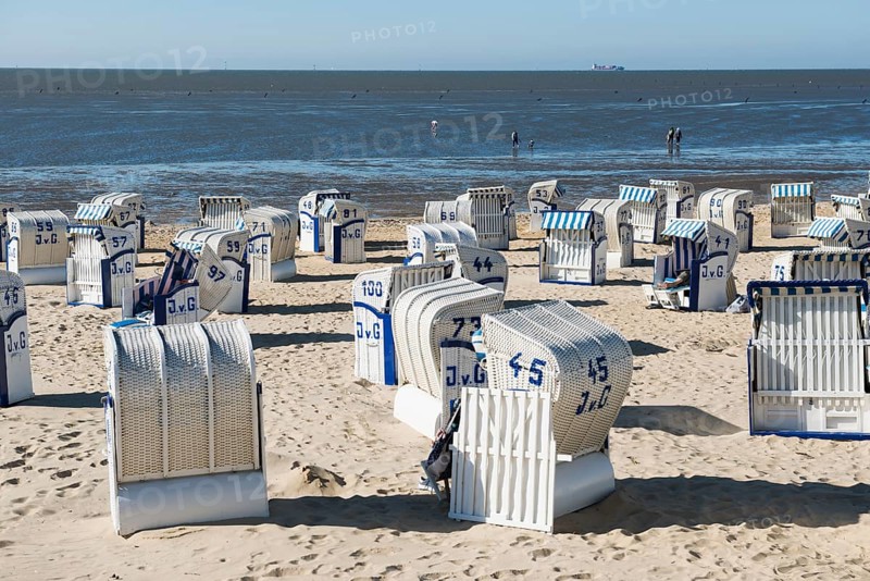 White beach chairs and mudflats
