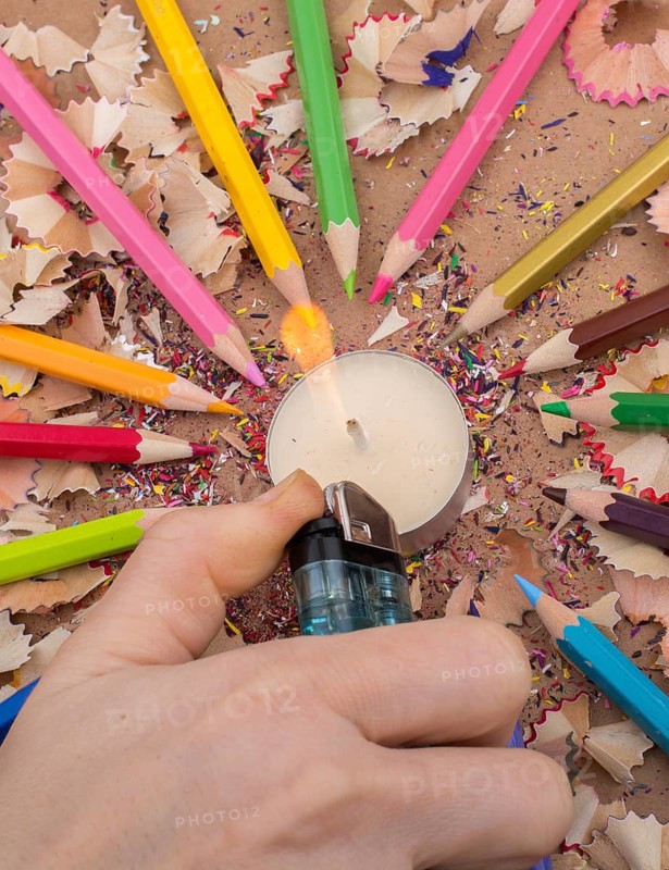 Colorful candle stick of three