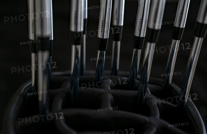 Modern Forged Iron Golf Clubs Shafts in Golf Bag in Switzerland