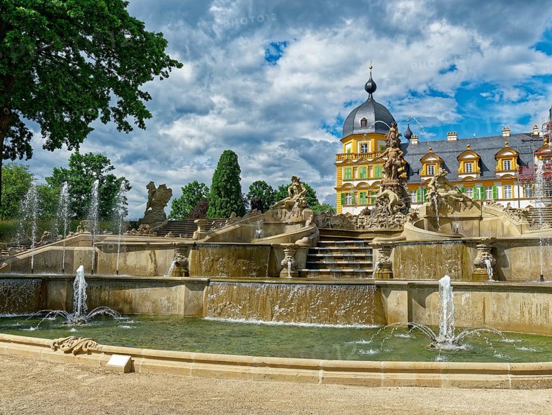 Water feature and Seehof Castle