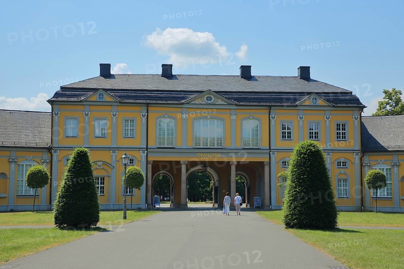 Baroque orangery with archway and kitchen garden