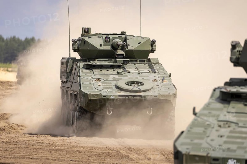 A Lithuanian Vilkas infantry fighting vehicle during the GRIFFIN STORM exercise in Pabrade. Pabrade