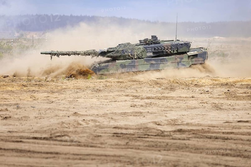 A Leopard tank 2A6 during exercise GRIFFIN STORM in Pabrade. Pabrade