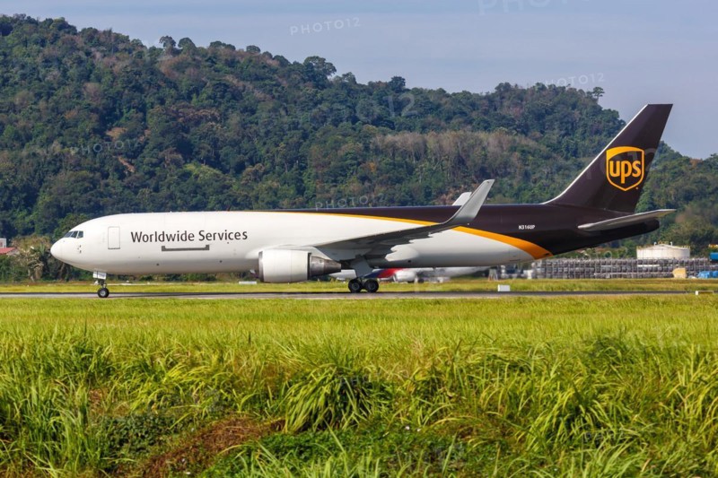 A UPS United Parcel Service Boeing 777-F aircraft with registration number N316UP at Penang Airport