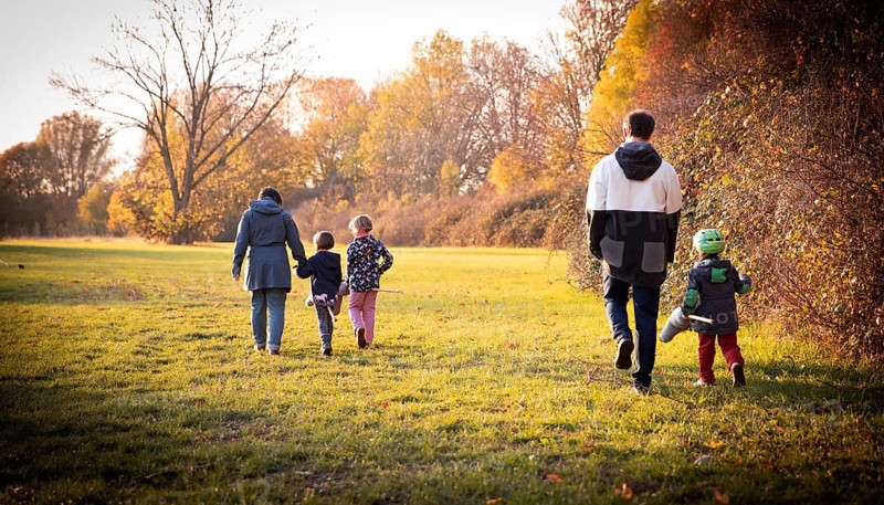 Family on an autumn walk