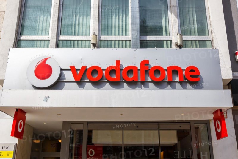 Shop of the brand Vodafone with logo telephone communication internet provider at Koenigstrasse in Stuttgart