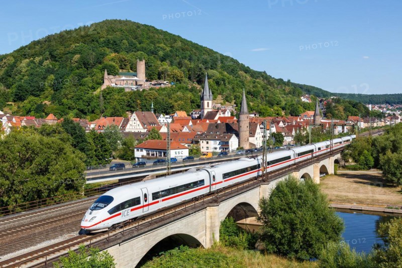 ICE 3 high speed train of Deutsche Bahn DB in Gemuenden am Main