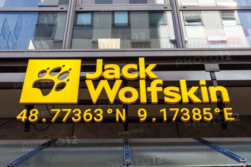 Shop Jack Wolfskin brand with logo retail on Koenigstrasse in Stuttgart
