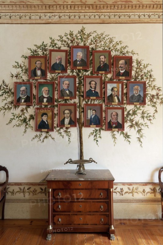 Tree painted on the wall with portraits of the presidents of the Portuensa Chamber of Commerce