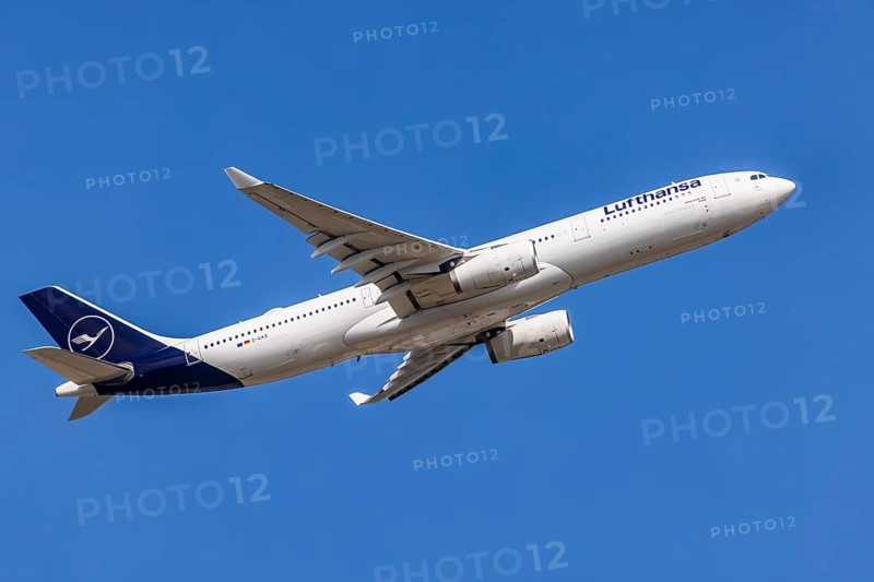 Airbus A330-300 of the airline Lufthansa during take-off