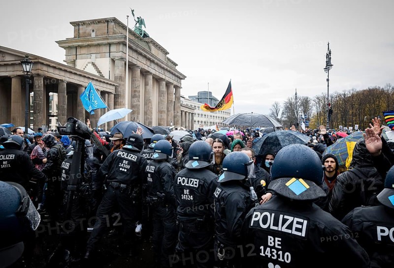 Police action against the demonstration against the reformed Infection Protection Act by Corona sceptics