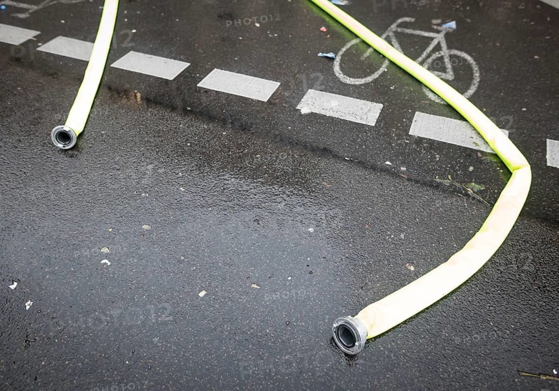 Water hoses of the water cannons at the demonstration against the reform of the infection protection law