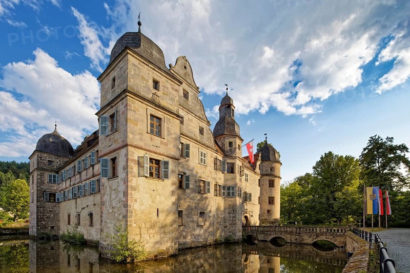 North-west side of Mitwitz moated castle with moat