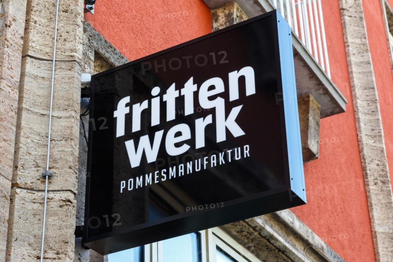 Frittenwerk brand fast food fries restaurant with logo on Koenigstrasse in Stuttgart