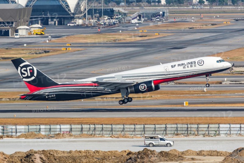 A Boeing 757-200 PCF aircraft of SF Airlines with registration number B-6150 at Bangkok Suvarnabhumi Airport