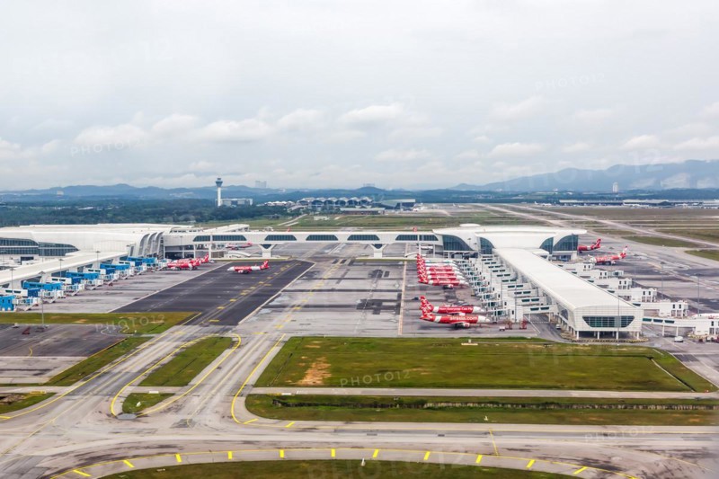 Aerial view of Kuala Lumpur International Airport Terminal 2 in Kuala Lumpur