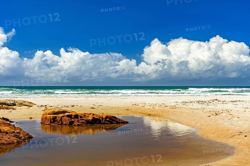 Gorgeous Pe de Serra beach in the town of Serra Grande on the south coast of Bahia on a sunny summer day