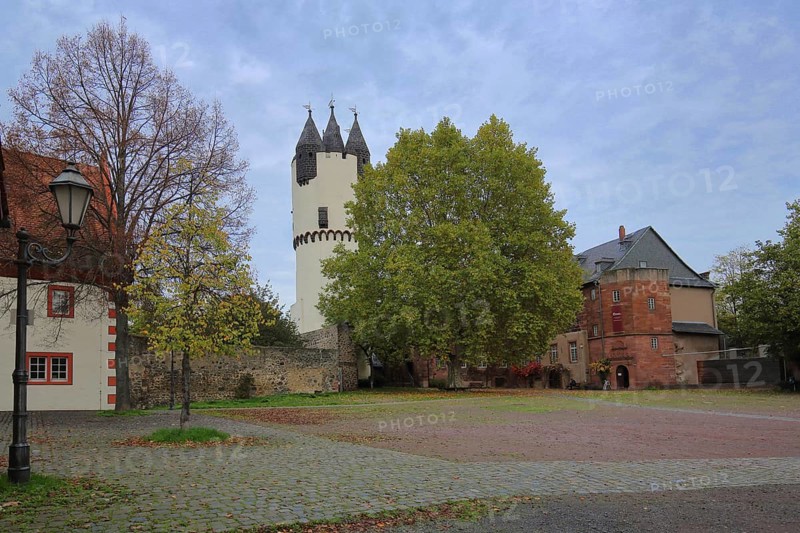 Castle with tower keep in autumn