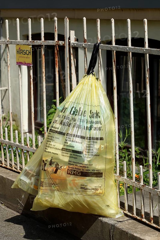 Yellow bags for plastic waste