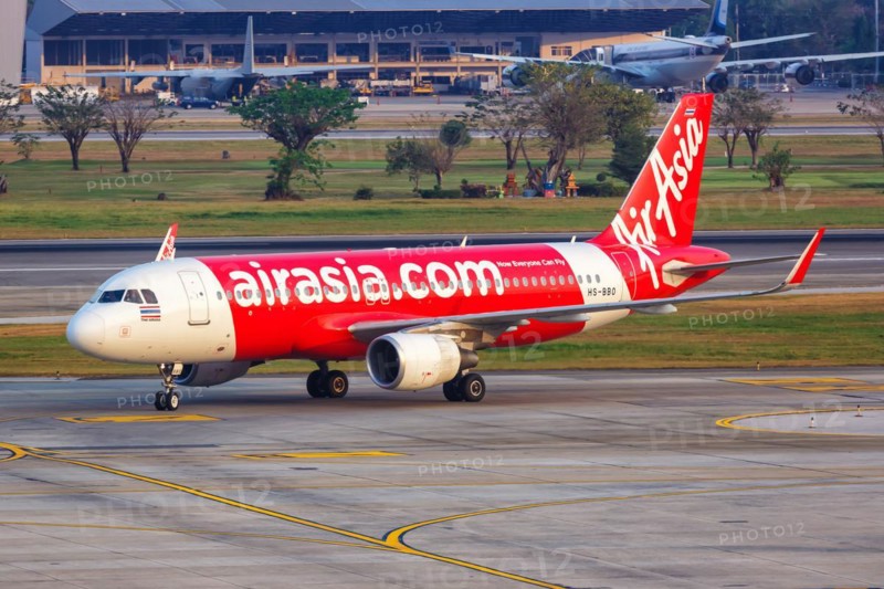 An Airbus A320 aircraft of Thai AirAsia with registration number HS-BBO at Bangkok Don Mueang Airport